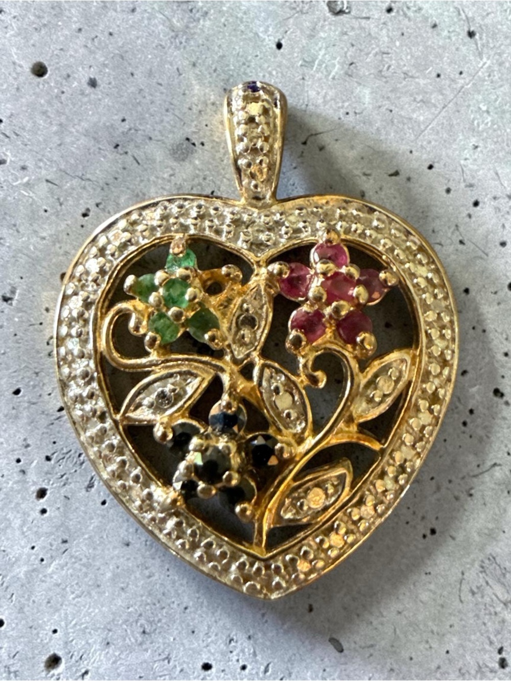 Ross-Simons 925 Sterl Silver Gold Vermeil Gemstone Heart Emerald Ruby Sapphire